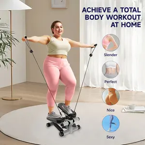 1 Foldable Mini Stepper with Resistance Bands - 220LBS Load Capacity, Hydraulic Fitness Stepper, White Iron, Non-Electric, Manual Adjustment, Perfect for Home Workouts & Slimming Exercise, Ideal Christmas Gift for Men & Women, Steppers for Exercise At Ho