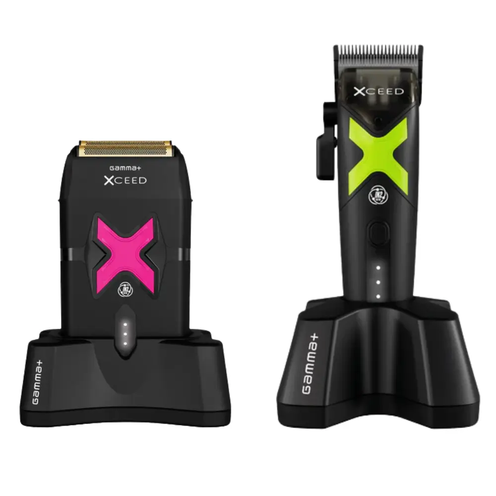 Gamma+ Double Foil Shaver Combo & XCEED Professional Clipper XCEEDClipper + XCEEDShaver