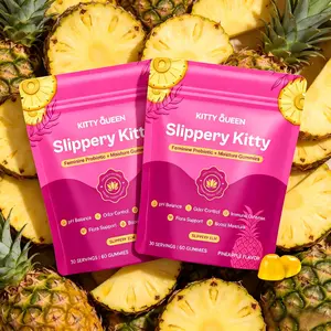 Slippery Kitty Women’s Digestive & Intimate Wellness Gummies, Pineapple Probiotic Supplement with Slippery Elm, Supports pH Balance & Natural Moisture 60 Count
