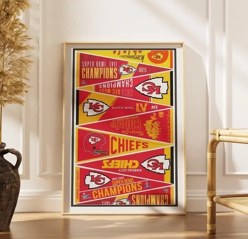[Unframed] Kansas City Championship Pennants Collection Vintage Football Wall Art Poster
