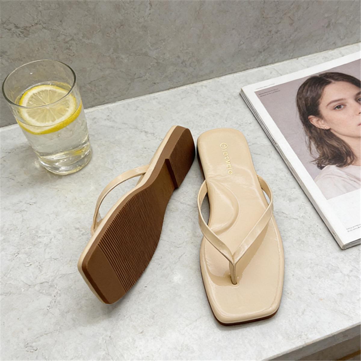 rosyclo Women's Glossy Square Toe Flip Flops | High-Shine Mirror Finish Thong Sandals | Minimalist Summer Beach Slides | Lightweight Elegant Flat Sandals rosyclo Women's Glossy Square Toe Flip Flops | High-Shine Mirror Finish Thong Sandals | Minimalist Summer Beach Slides | Lightweight Elegant Flat Sandals