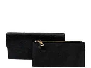 Pre-owned Louis Vuitton LEATHER Small Leather Goods SARAH BLACK MONOGRAM WALLET WITH POUCH