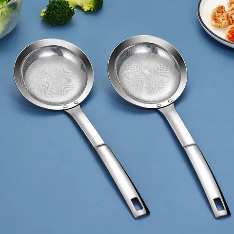 Filter Scoop SUS304 Stainless Steel Fat Skimmer Spoon Fine Mesh Strainer Food Strainer With Handle Kitchen Oil Skimmer Strainer FU - YY