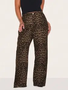 Women's Leopard Print Straight Leg Jeans, Plus Size Denim Jeans, Casual Fashion, Comfortable Fit, Perfect for Daily Wear