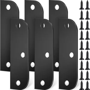 6 count Door Hinge Filler Plates Kit, 3.5 Inch with 5/8 Inch Stainless Steel Hinge with Matching Screws, Blanks Metal Door Edge Filler Cover Plate Shims Spacer