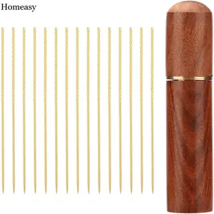 Homeasy 15pcs Snag Repair Needles, 6cm/2.36in Knitting Repair Tools with Wooden Barrel Snag Nab It Needle Essential for Knitwear Sweaters Clothing Curtains & Textile Maintenance (Silver)
