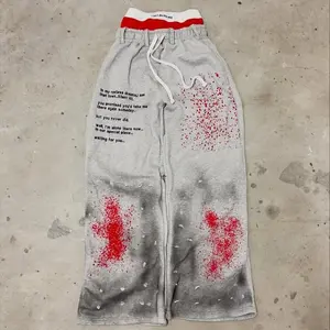 NewFashion Graffiti Color Double Waist Casual Pants for man American Retro Trend Harajuku Couple Sweatpants Y2K Baggy Pants