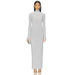 Norma Kamali x Lifestyle Turtle Long Dress in Grey