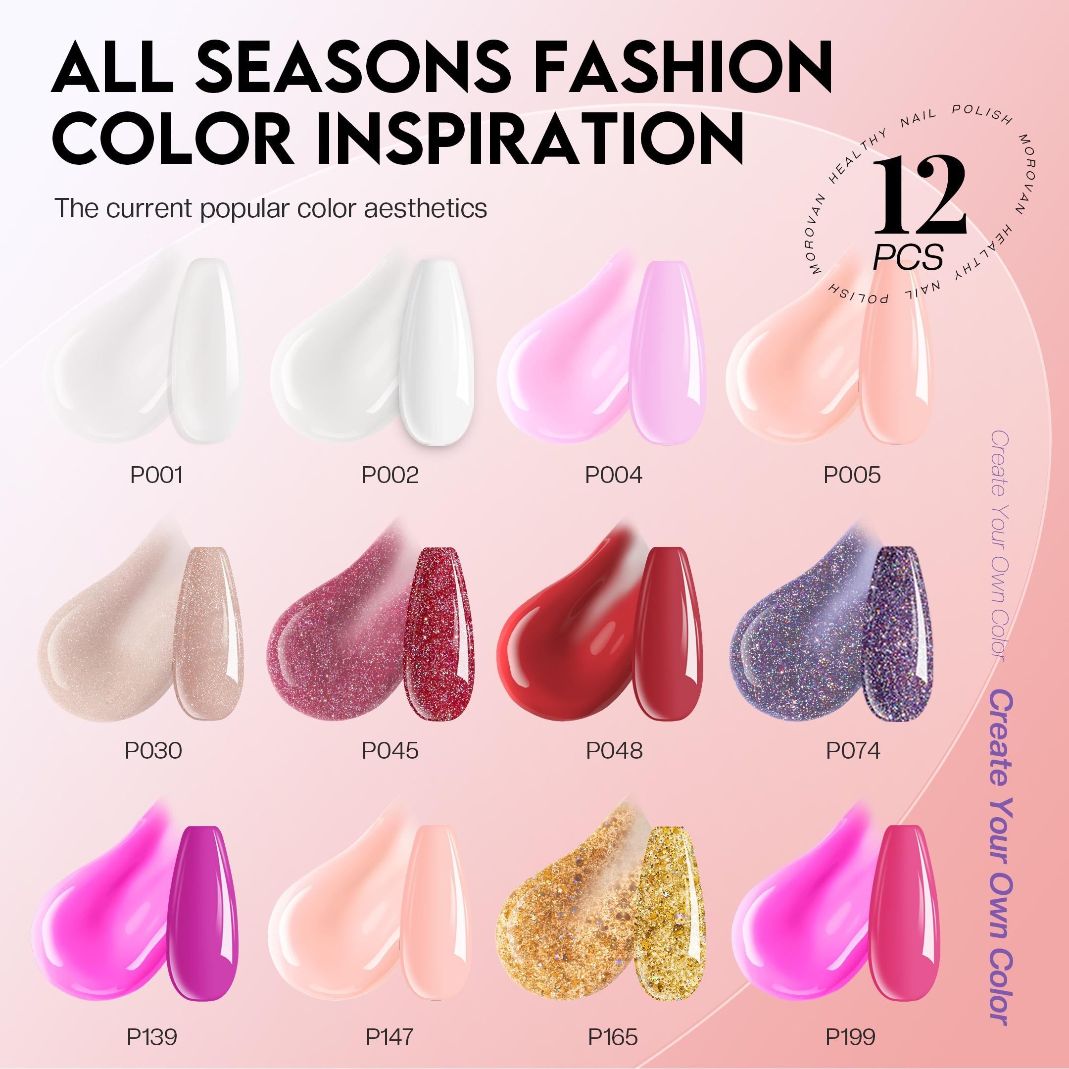 MOROVAN Poly Nail Gel & Glitter Powder Kit: Professional Nail Extension Set with Curing Lamp for Beginners and Artists