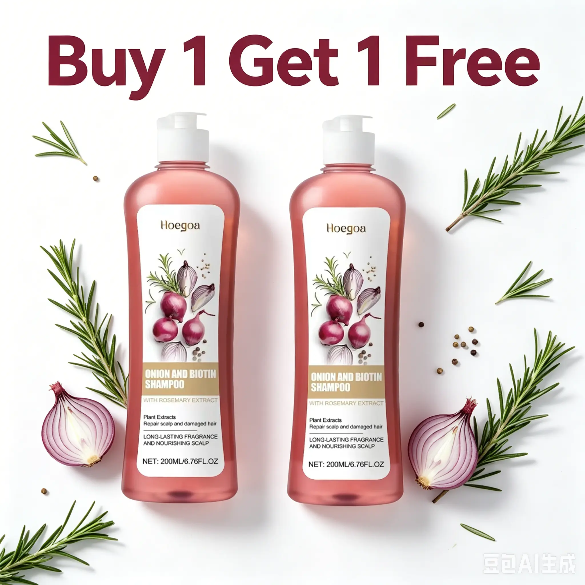 【Buy 1 Get 1 Free】Onion Biotin Rosemary Shampoo,Minimizes Hair Breakage,Sulfate-Free,Ideal for Fine & Dry Hair,Boosts Shine,Fortifying Daily Shampoo,hydrating hair,hair care ons scalp hydrolyze keratin anti-frizz deep conditioning haircare natural