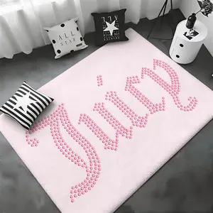 American Fashion Brand Juicy Couture Floor Mat Non-Slip Soft Flannel Thickened Rug Indoor Door Mat Ultra Soft Absorbent Wear-Resistant Floor Mat for Living Room Hallway Entryway Front Door Porch Durable Non-Skid Home Decoration Mat for Indoor Daily Use