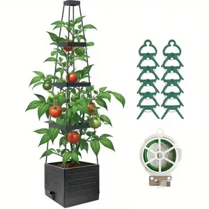 57-Inch Garden Planter with Trellis – Vertical Tomato Planter Box for Climbing Plants, Vegetables, Flowers & Vines, Self-Watering Raised Garden Bed for Indoor & Outdoor Patio, Balcony, Backyard & Home Gardening