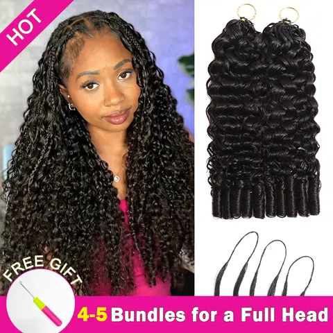 Asakiss Miracle Knots Human Hair Crochet Extensions - Knotless Strand Form, Natural Black Body Wave Pattern, #4 Chocolate Brown Highlight Honey Blonde, Pre-Separated, 50g/Pack, 40 Strands, Time-Saving, 4-5 Packs for Full Head, Summer Protective Style