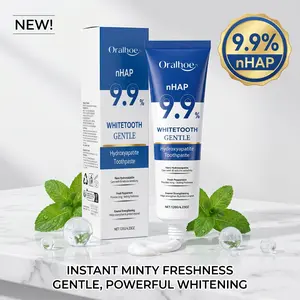 nHAP 9.9% Hydroxyapatite Toothpaste, Peppermint Whitening Toothpaste for Sensitive Teeth, Enamel Care, 120g / 4.23oz