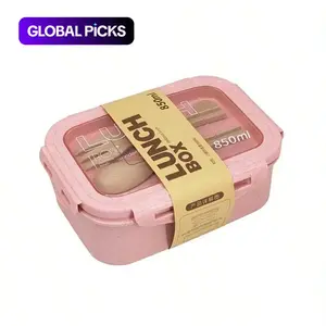 Lunch Box with Cutlery Set, Microwave Safe Reusable Double-Grid Bento Lunch Box with Spoon and Fork, Microwavable Meal Prep Container and Snack Box for School, Office and Outdoor Use, Portable Lunch Box, Durable Lunch Box, Lunchbox