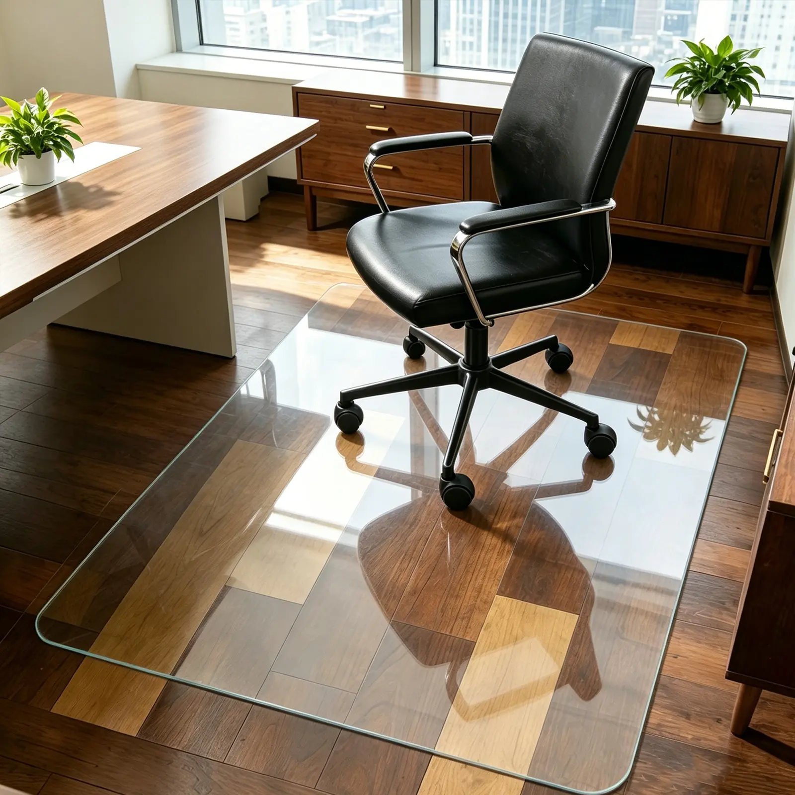Office Chair Mat for Hard Floors 36 x 48 Inch, Clear PVC Floor Protector for Rolling Desk & Computer Chairs, Transparent Under Desk Mat for Hardwood, Wood & Tile Floors