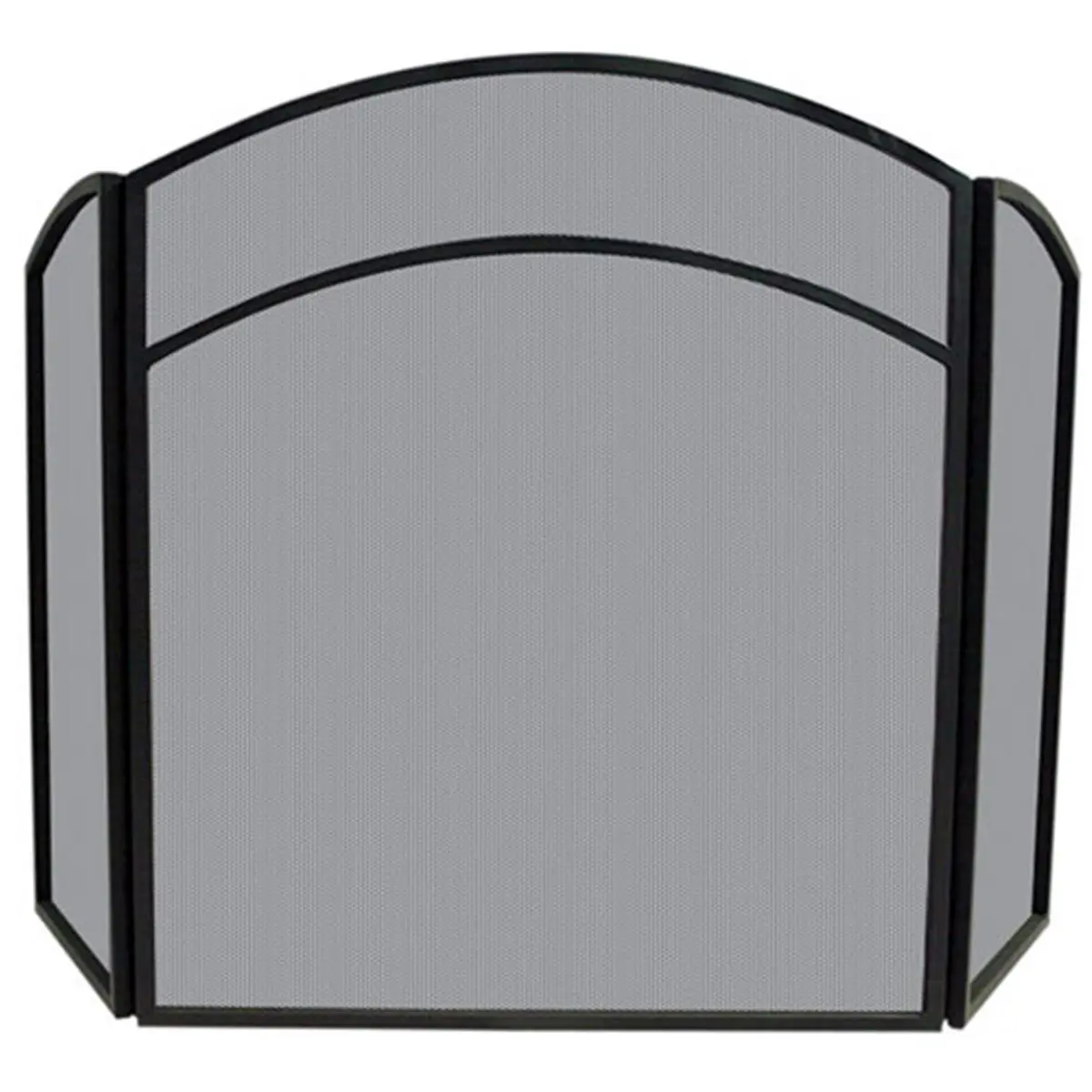 Uniflame 212 MAIN Black Wrought Iron Arched-Frame 3-Panel Foldable Partition, 3 to 4 Inches Taller Modern Interior Screen for Living Room, Festive Home Decoration Supply