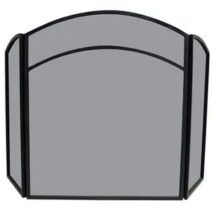 212 MAIN Black Wrought Iron Arch-Top 3-Fold Screen, Modern Minimal Interior Partition for Living Room, Home Decorations