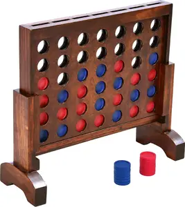 1 Foot Width Premium 4 in a Row Game, Choose Between Classic White or Dark Stain – with Connect Coins, Portable Case and Rules