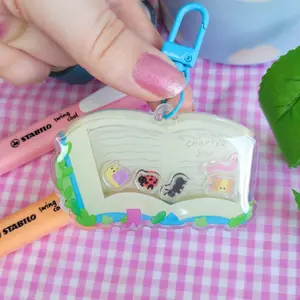 Bookish Bugs Shaker Keychain, Cute Acrylic Charm