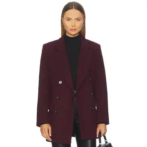 PISTOLA Emory Short Double Breasted Wool Coat in Claret