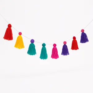 Vibrant Multi-Coloured Pom Pom Garland for Diwali