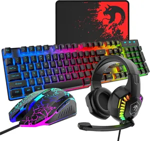 ZIYOU LANG x 	MANBASNAKE Wired Gaming Keyboard and Mouse Headset Combo,Rainbow LED Backlit Wired Keyboard,Over Ear Headphone with Mic,Rainbow Backlit Gaming Mice,Mouse Pad,for PC,Laptop,Mac,PS4,Xbox wired mechanical keyboard boyfriend gift black friday