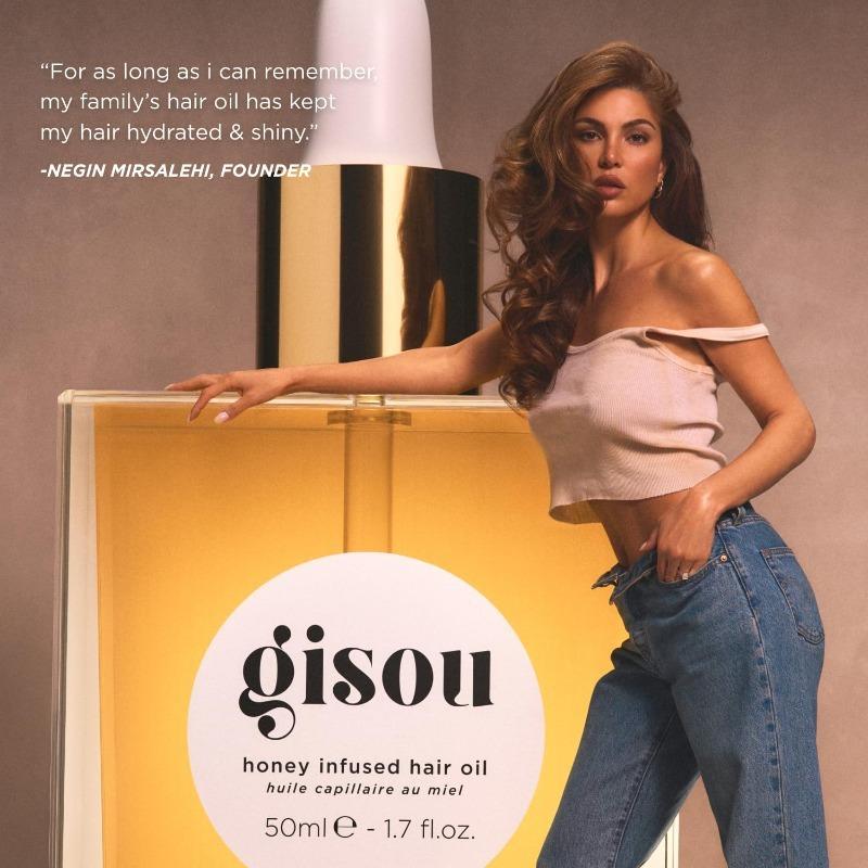 2026 Gisou Honey Infused Hair Oil - Hydrating & Frizz Control Treatment with Mirsalehi Honey, Adds Shine & Heat Protectant for All Hair Types, 1.7 Fl Oz