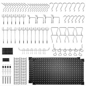 100pc Metal Pegboard Kit w/Paper Towel Holder 1-Hour Garage Makeover for DIYers 12x24" Black Panels Fit Drill Shovel Screwdrivers Value Package Extra Thick Hooks