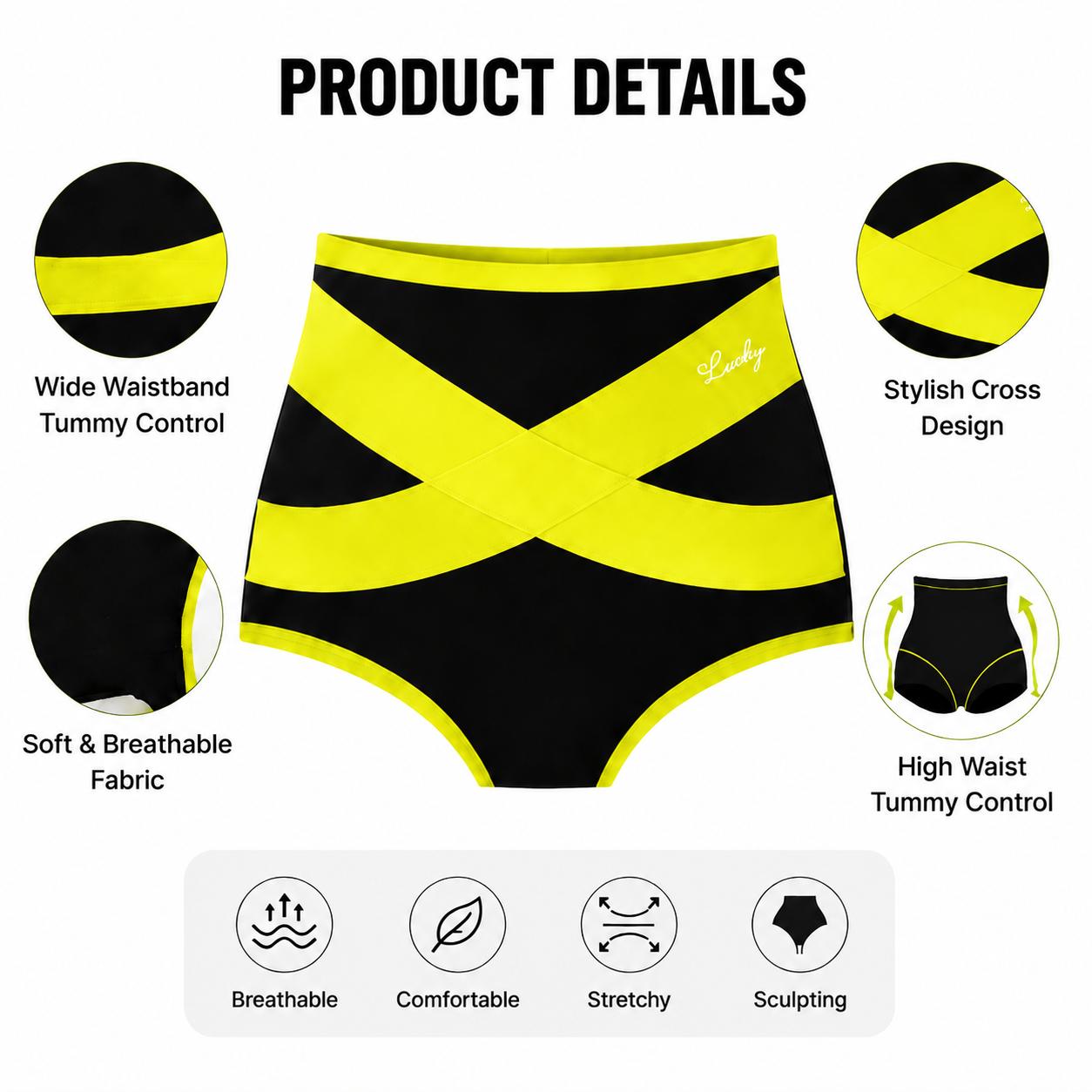 Women's 4-Pack Soft Comfortable High Waist Tummy Control Briefs - Full Coverage Compression High-Cut Underwear for Daily Wear, Soft Comfortable Briefs, 4Pcs Mixed Colors, Mid-High Waist Briefs Panties Womenswear