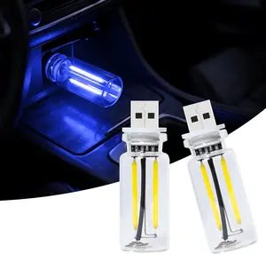Packs USB Light for Car, Touch Dimmable Car Interior Ambient Lights  Portable Mini USB LED Light Bulb, Retro Glass Bottle Night Light for Vehicle, Bedroom, Hallway, Camping (Blue)