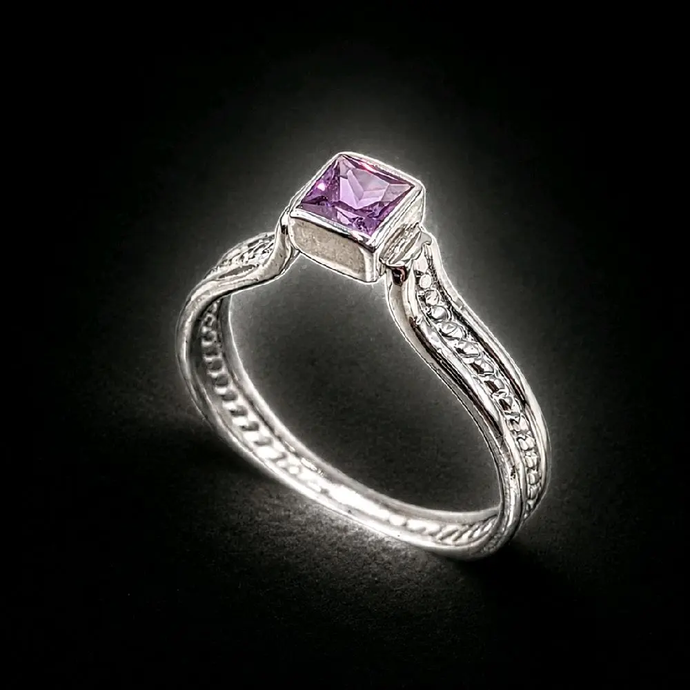 Ivy Spire – 925 Sterling Silver and Lab Alexandrite Ring | Size 7 | 4mm Princess Cut Women Silver Birth stone Ring Custom Silver Promise Ring trendy fine jewelry