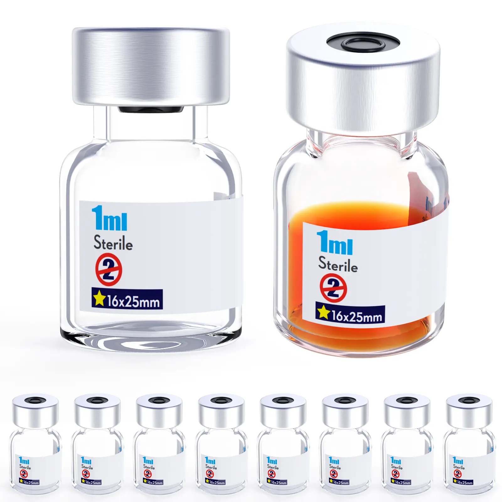 Sterile Glass Vials with Reagents Compatibility, Self-Healing Injection Ports, Corrosion-Resistant PTFE Rubber Seals, Headspace Aluminum Caps, Individually Packaged for Office & Educational Supplies