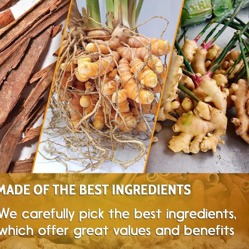 120 Bags Premium Turmeric Ginger Cinnamon Tea, Improve Digestion, Support Brain, Weight, Skin and Sleep, Eco-Conscious Tea Bags and Premium Natural Ingredients. Turmeric Ginger Herbal Tea. No Sugar, No Caffeine, No Gluten, Vegan.