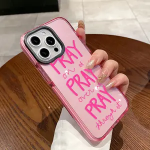 Phone Case for iPhone 16 Plus 15 Pro Max 14 13 12 11 Just Pray Pattern Non-Yellowing Shockproof Soft Silicone Fashion Transparent Cover