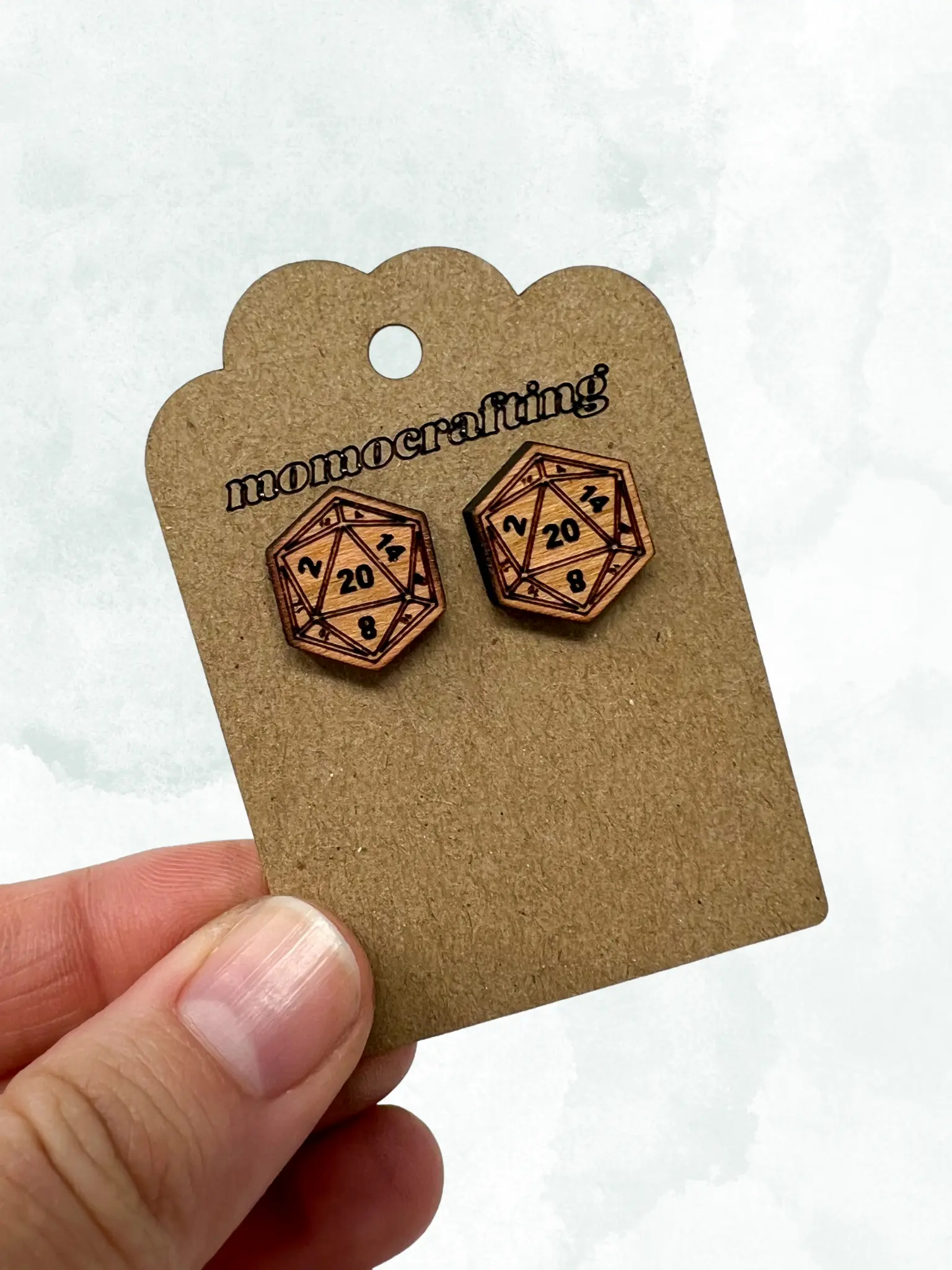 D20 Dice Stud Earrings (Cherry)
