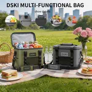 Green & Gray DSKI Insulated Cooler Bag, Superior Insulation Soft Sided Cooler for Fishing, Camping, Picnic