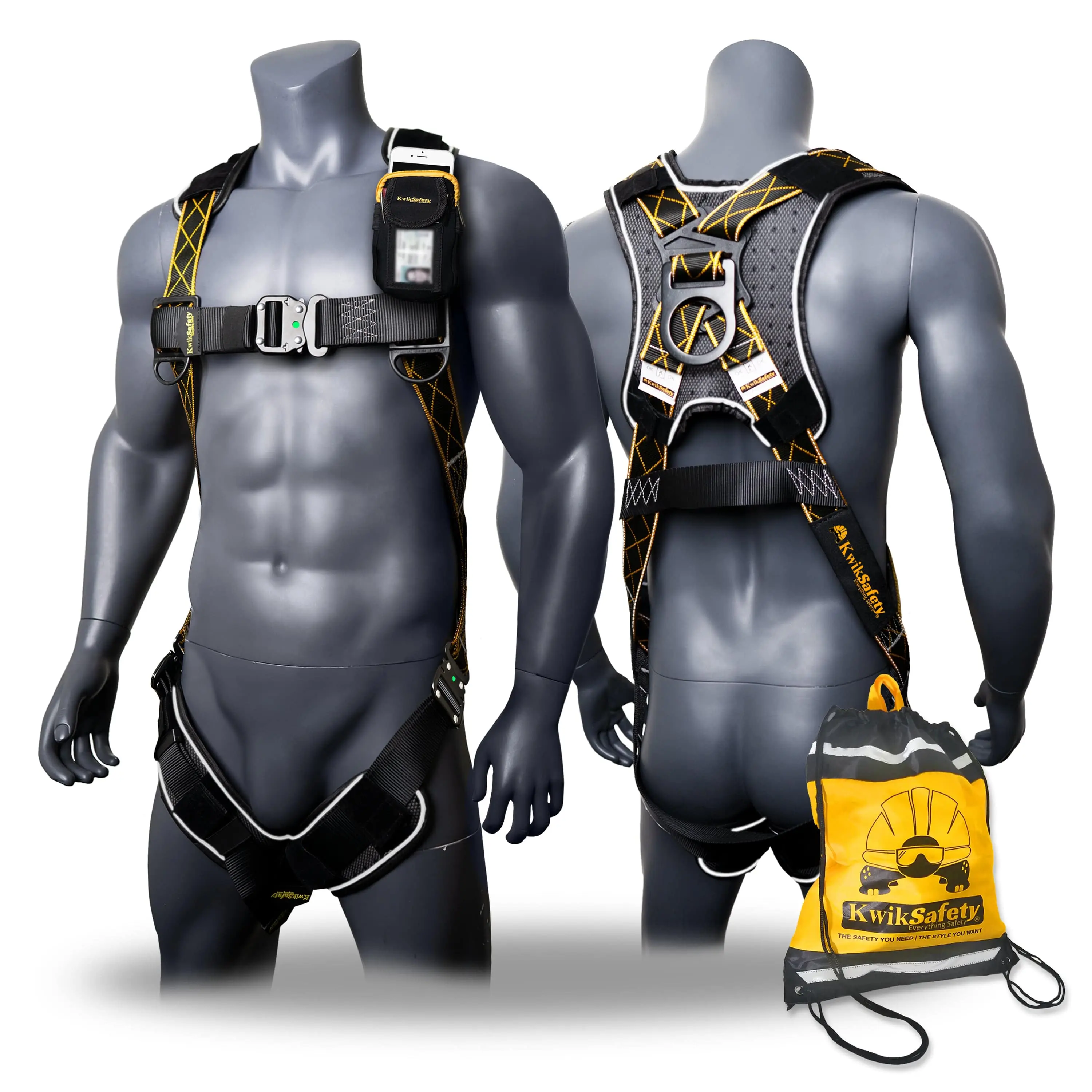 KwikSafety TORNADO DiamondBACK Safety Harness (3 Kwik-Connect Buckles) 1-D Ring Fall Protection ANSI OSHA - Model No.: KS6601DB