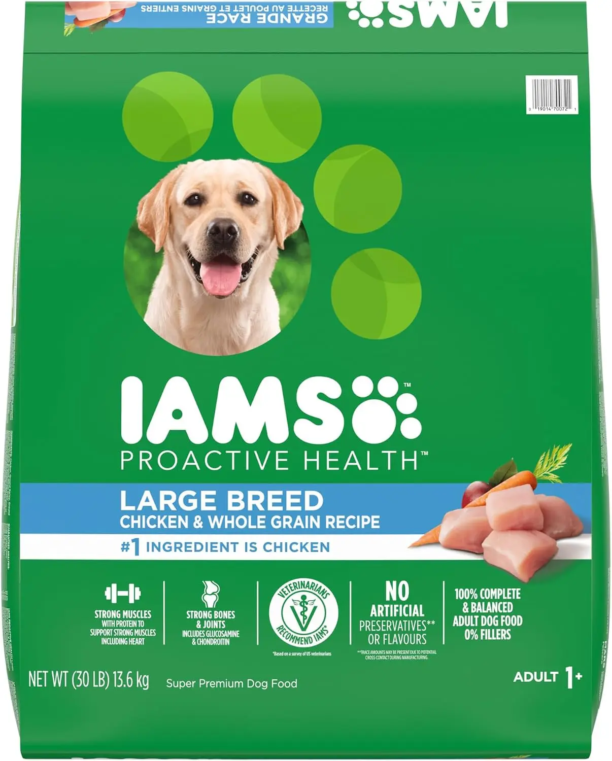 IAMS Proactive Health Large Breed Dry Dog Food, Adult Dry Dog Food for Large Breeds, Chicken, 30 lb. Bag