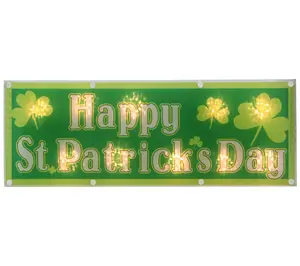 17" Lit Holographic Happy St.Patrick's Day Window Silhouette