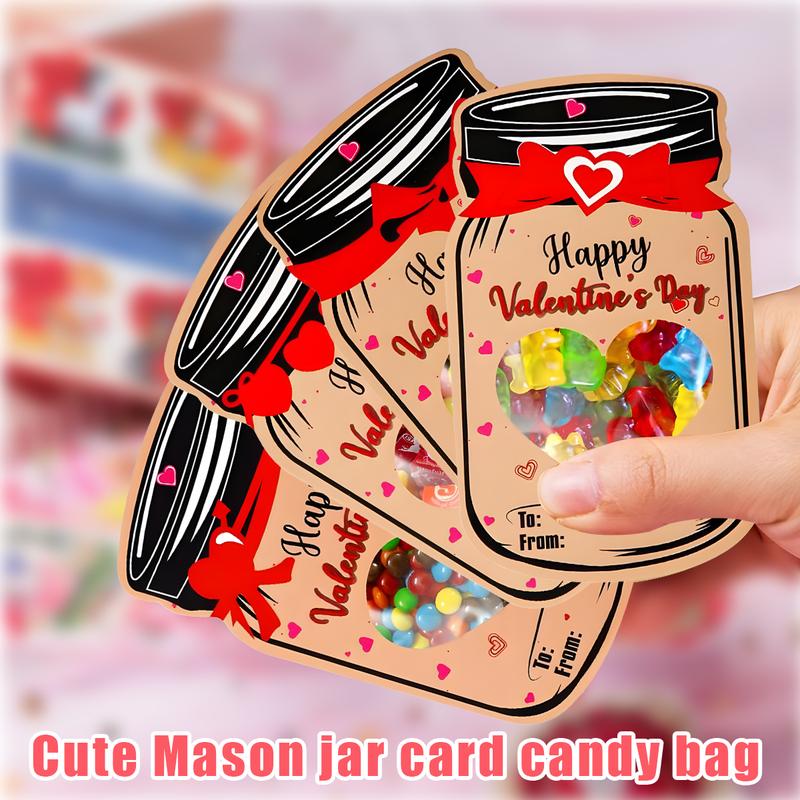 Valentines Day Cards for Kids - 60 Pack Mason Jar Valentine Gifts Cards - Funny Valentines Exchange Cards for School Class Classroom Party Favors (Candy Not Included)