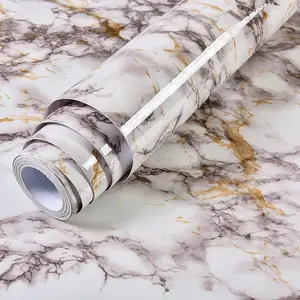 Peel & Stick Wallpaper, 40cm X 500cm Marble Design, Thick Self-Adhesive Marble Pattern Wallpaper for Kitchen Worktops & Bedroom Furniture