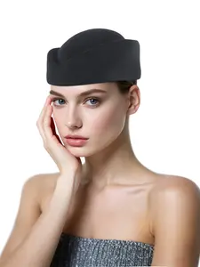 Women's Beret Hat, Airline Style Pillbox Cap, Water Drop Decorative Brim, Sweet Design Church Hat, All Seasons Slim-Fitting