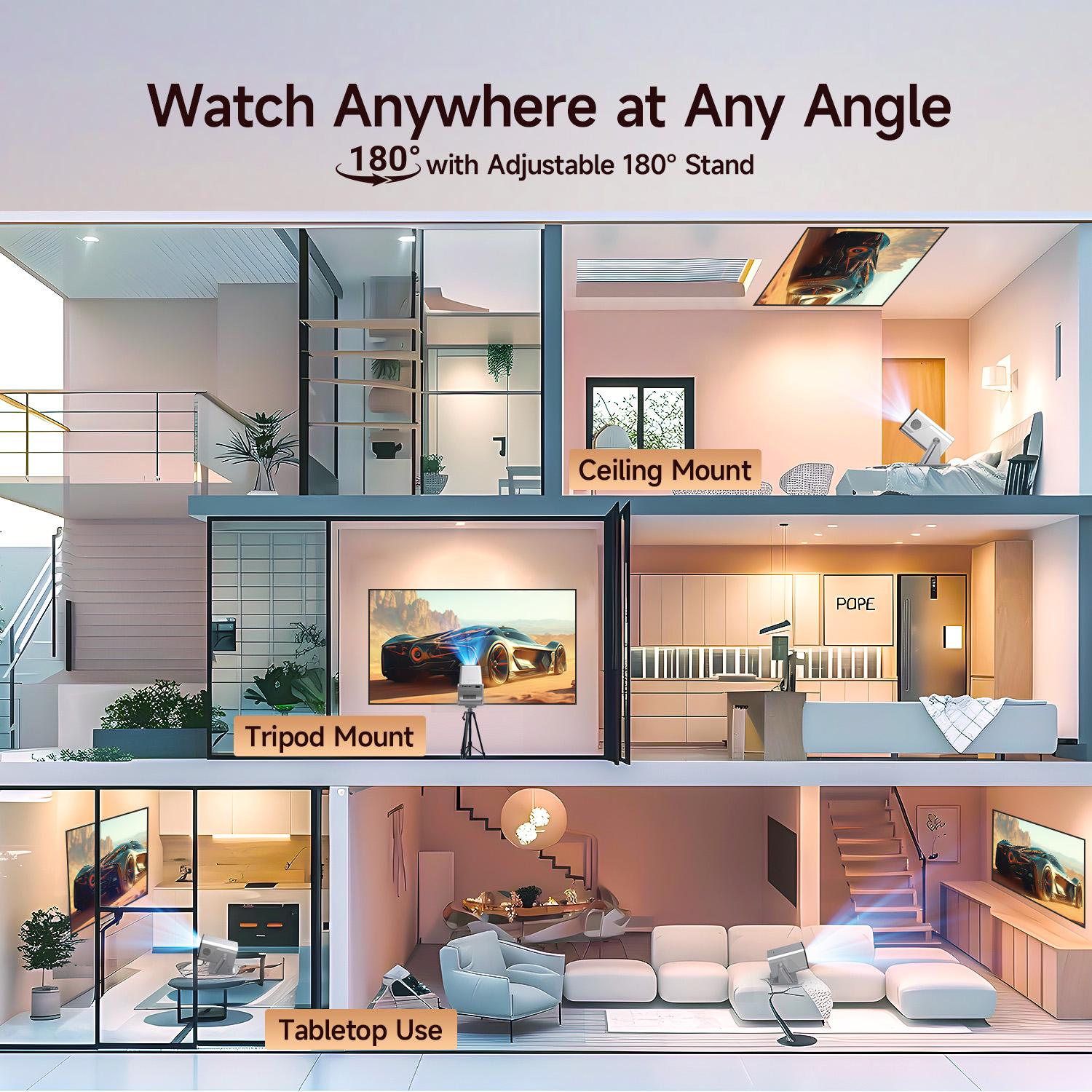 [US warehouse] Magcubic X7 Projector 1000ANSI Auto Focus 8K 4K Decode Android 14.0 Built-In HiFi Speaker Auto Obstacle Avoidance & Fully Keystone Correction Dual WiFi6 BT5.4 Native 1080P 180° Rotatable Allwinner H726 High-End Home Cinema Audio Movie Night