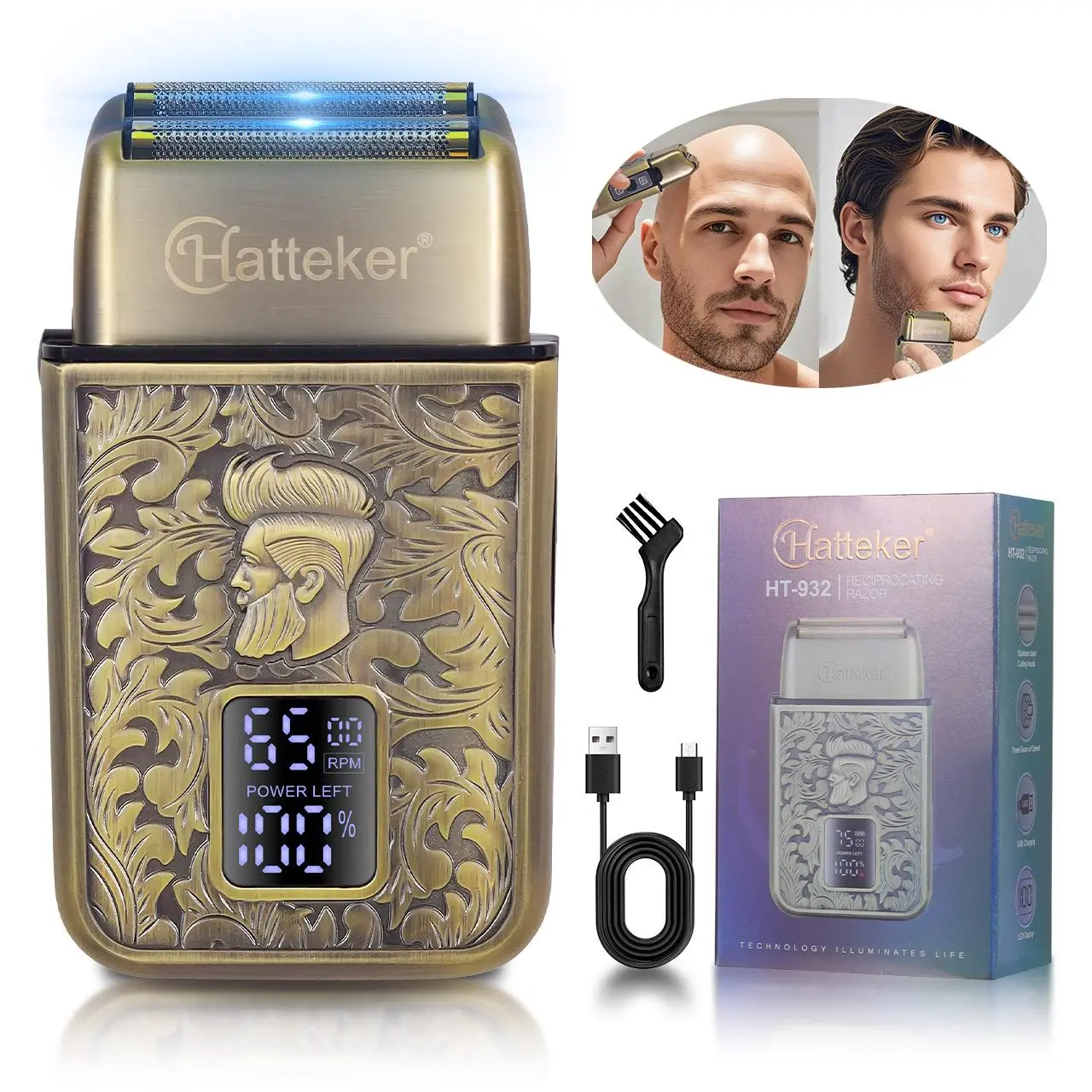 Electric Shaver, 3 Speed Settings Dual Blade Rotary Razor, Wet and Dry Use Electric Shaver, Great for Hair and Beard Grooming