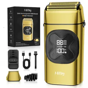 [Father's Day Gift] HiBig Pro Double Foil Shaver - 2-in-1 LED Electric Razor for Head & Beard