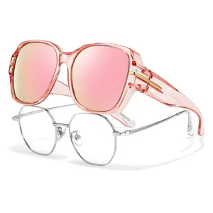 Polarized Fit Over Sunglasses for Women – UV400 Protection, Mirrored Lenses, Oversized Square Frame, Lightweight Eyewear for Driving Outdoor