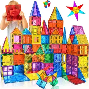 60pcs Magnet Building Tiles Clear Magnetic 3D Blocks Construction Playboards - Creativity Beyond Imagination, Inspirational, Recreational, Educational, Conventional