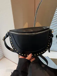 Daily casual personalized crescent bag, solid color simple and versatile diagonal cross bag, shoulder bag, can accommodate mobile phones, lipstick, keys, suitable for daily outings, commuting, shopping Casual Crossbody Bags