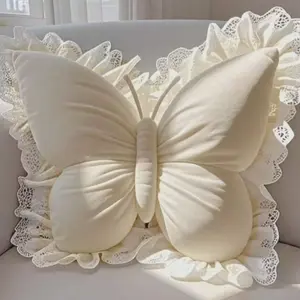 Elegant Butterfly-shaped Throw Pillow - Soft Lumbar Support Cushion with exquisite design, suitable for decoration in bedrooms, living rooms or offices. Hand wash only | Bud Pattern | Durable fabric paired with butterfly decorations